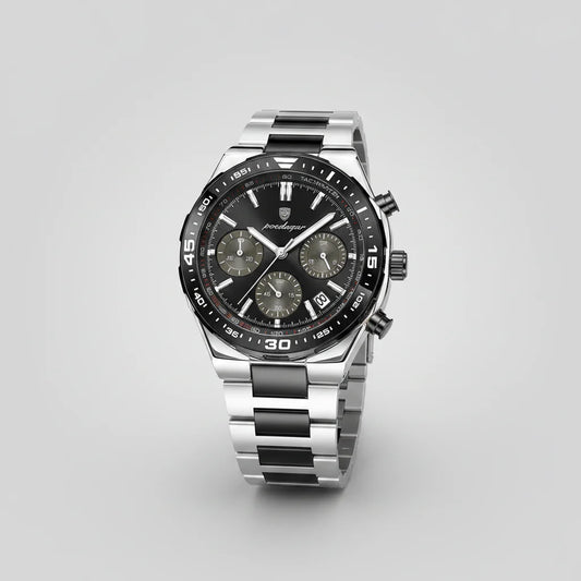 Business Chronograph Watch – Stainless Steel, Luminous Dial, Date Display