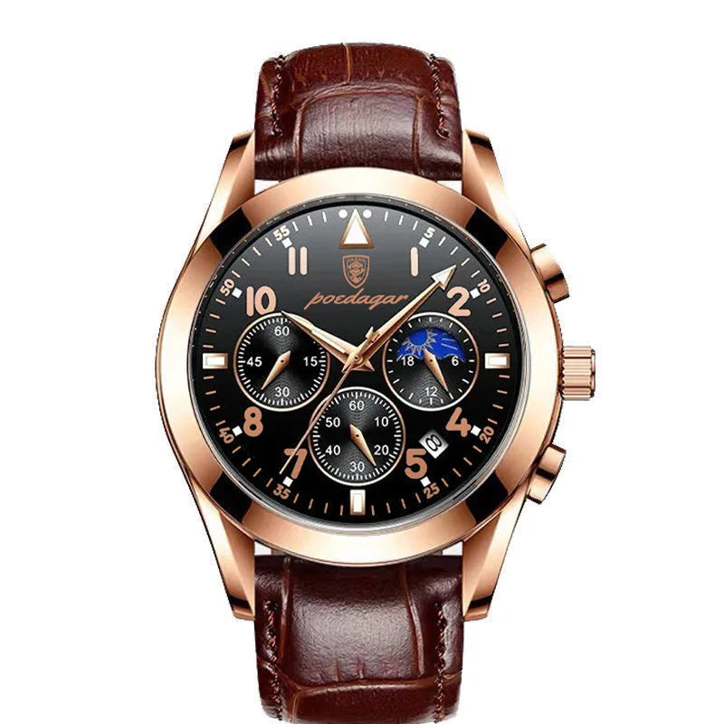 Rose Gold Chronograph Watch – Full Calendar with Arabic Dial & Bracelet