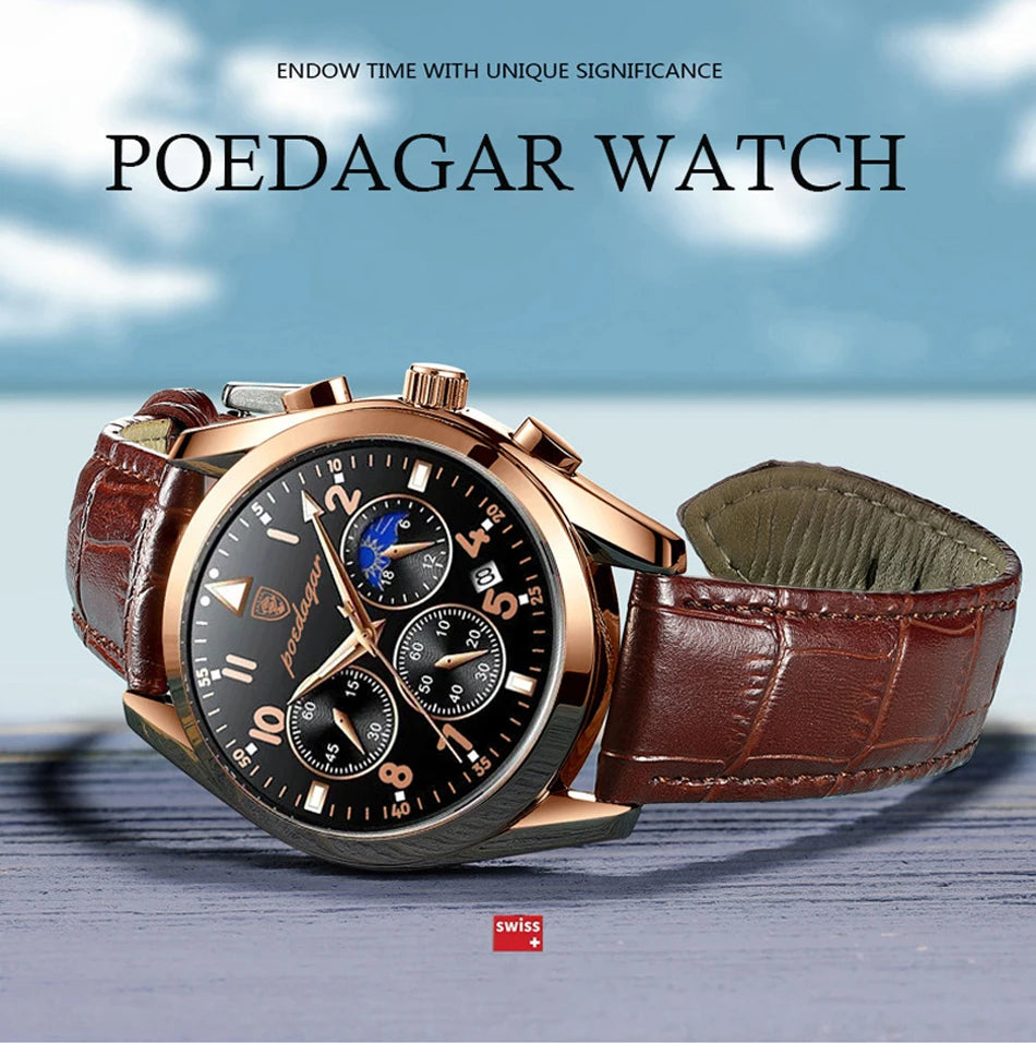 Rose Gold Chronograph Watch – Full Calendar with Arabic Dial & Bracelet