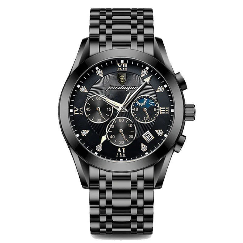 Rose Gold Chronograph Watch – Full Calendar with Arabic Dial & Bracelet