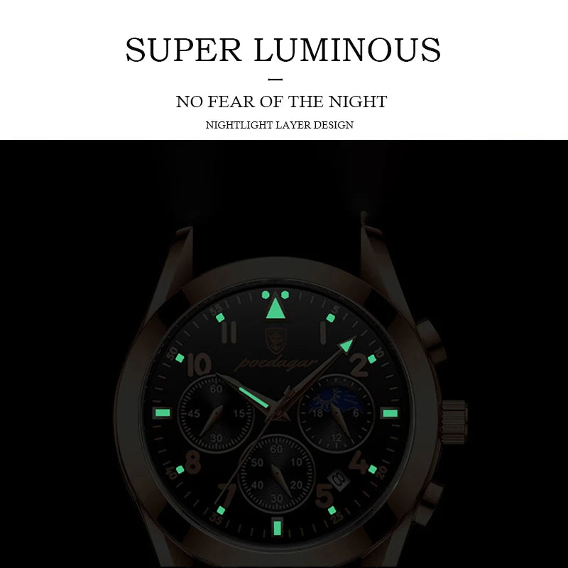 Rose Gold Chronograph Watch – Full Calendar with Arabic Dial & Bracelet