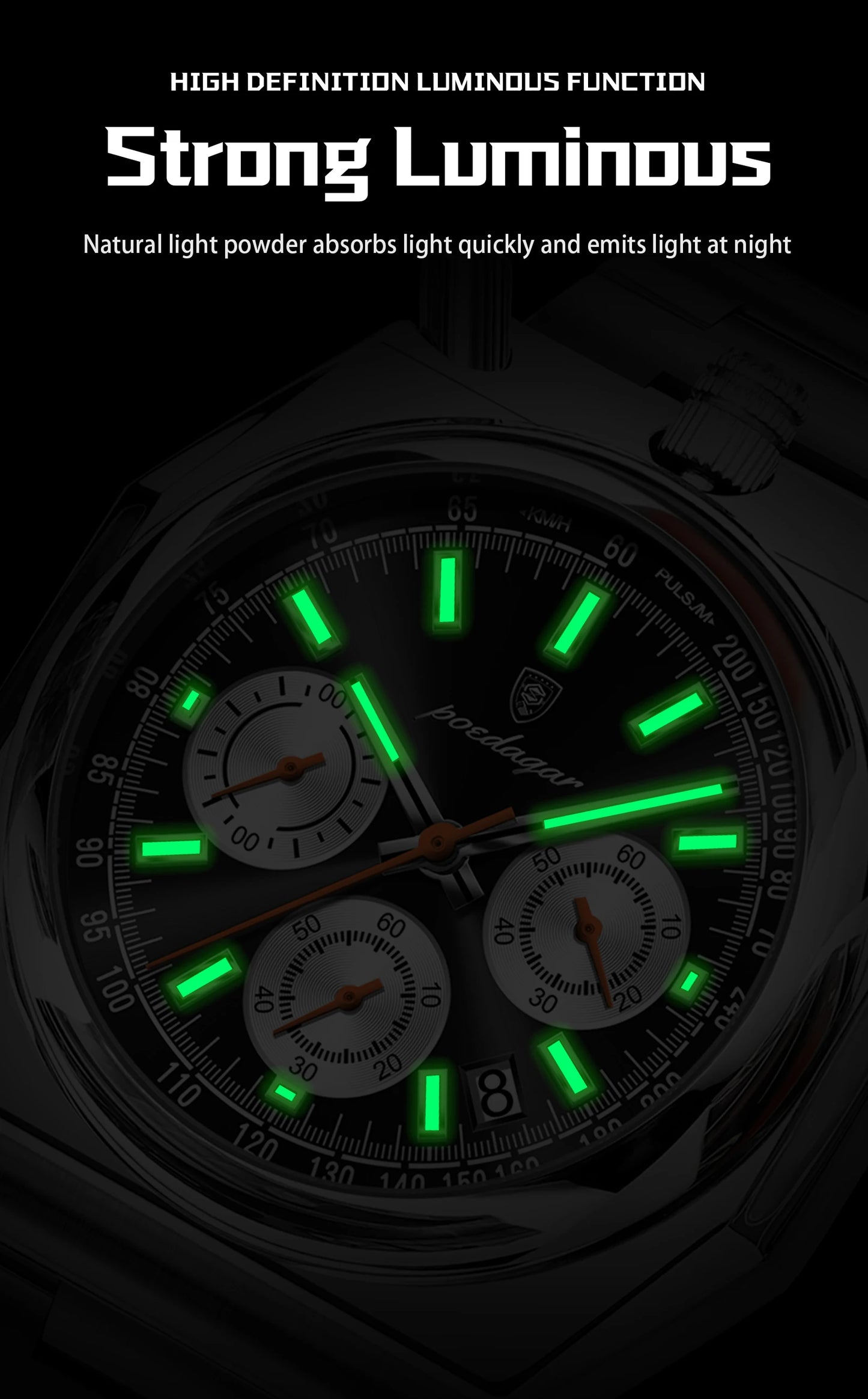 Irregular Chronograph Watch – Bold Numberless Dial with Hidden Clasp Bracelet