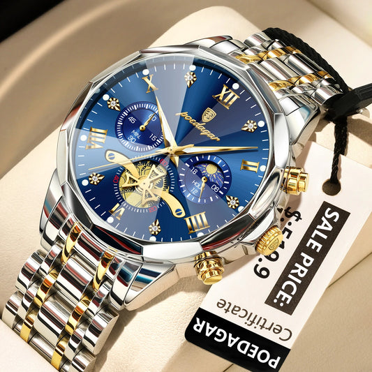 Premium Men's Chronograph Watch – Stainless Steel, Luminous, 3Bar Water‑Resistant