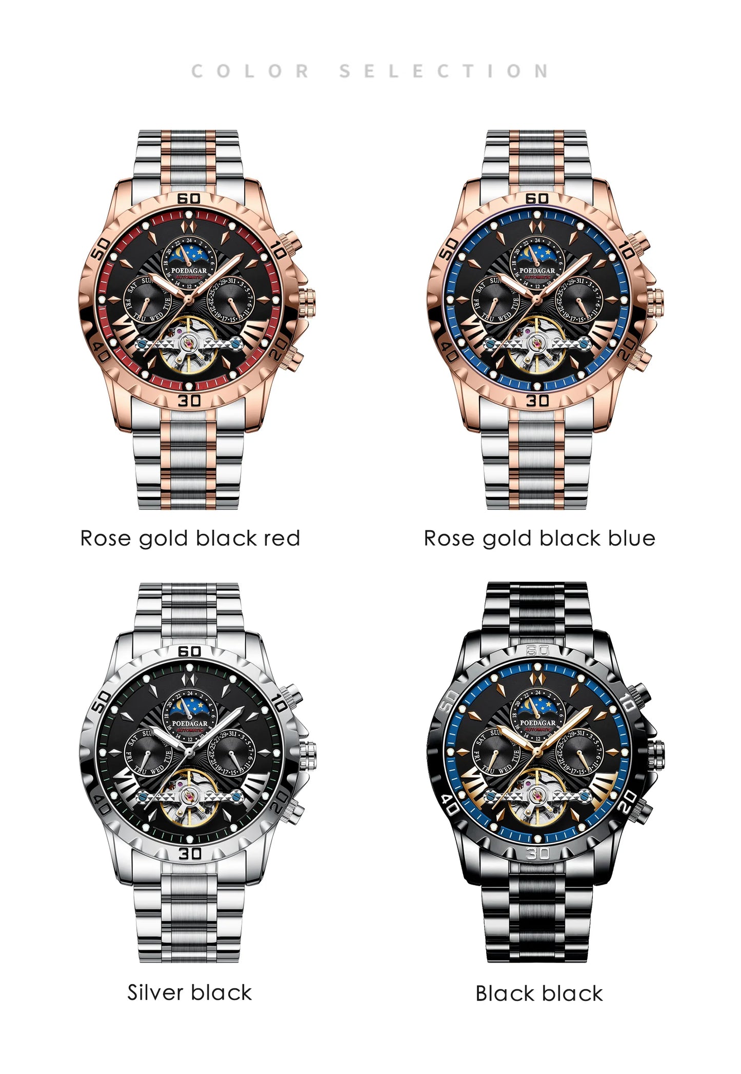Automatic Skeleton Watch – Tourbillon Style with Full Calendar & Sapphire Crystal