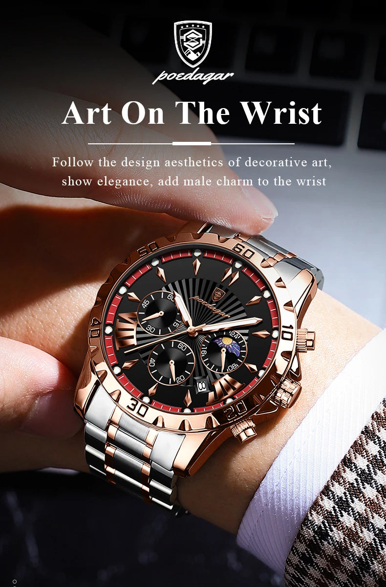 Luxury Chronograph Watch – Sapphire Crystal with Numberless Dial & Hidden Clasp