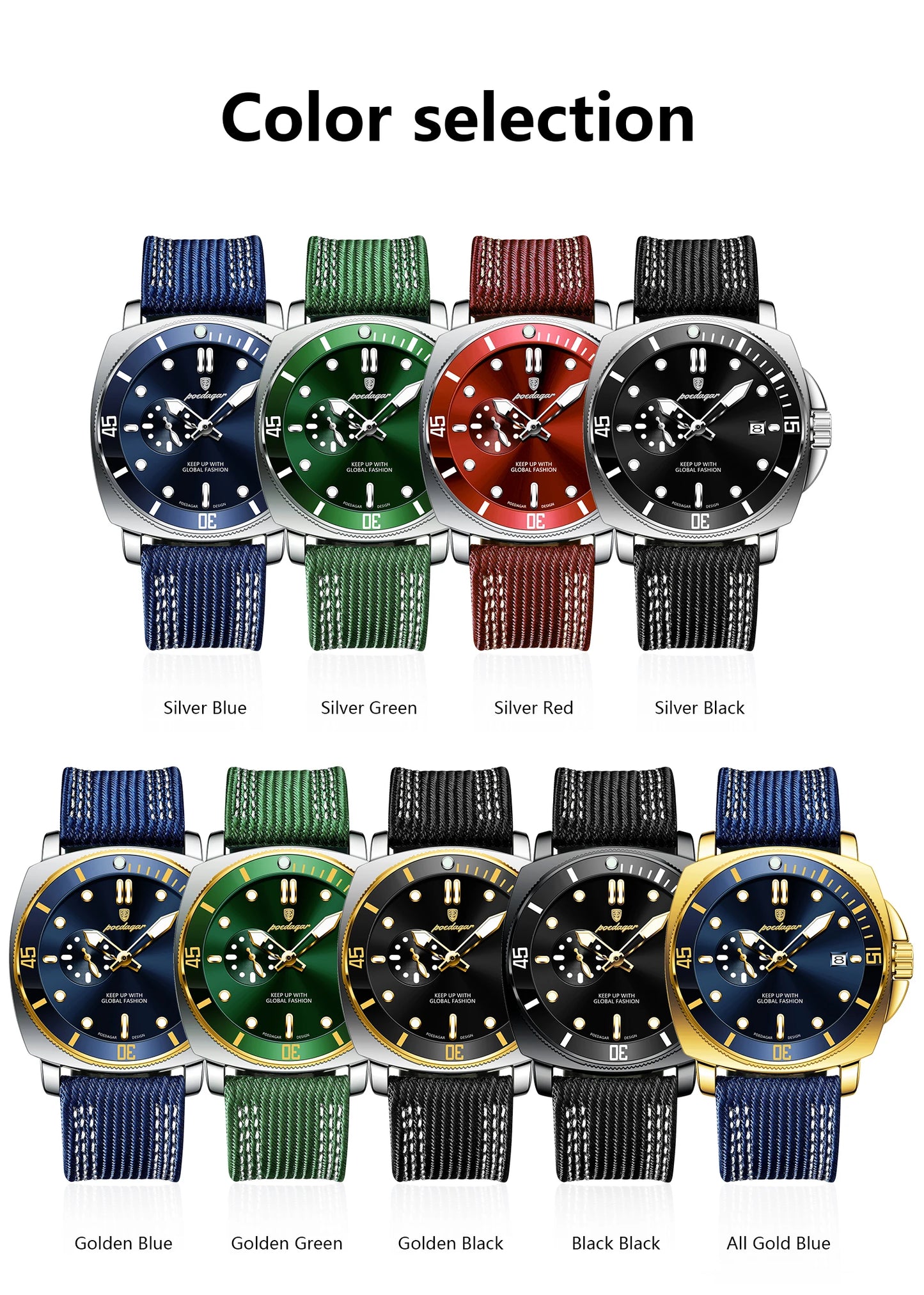 Nylon Strap Business Watch – Luminous Dial with Date & Hidden Clasp
