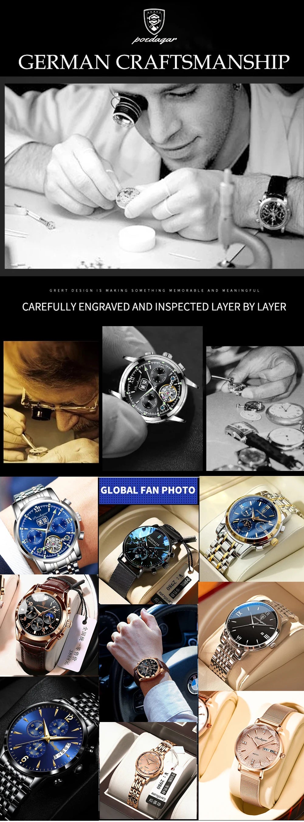 Automatic Skeleton Watch – Tourbillon Style with Roman Numeral Dial & Full Calendar