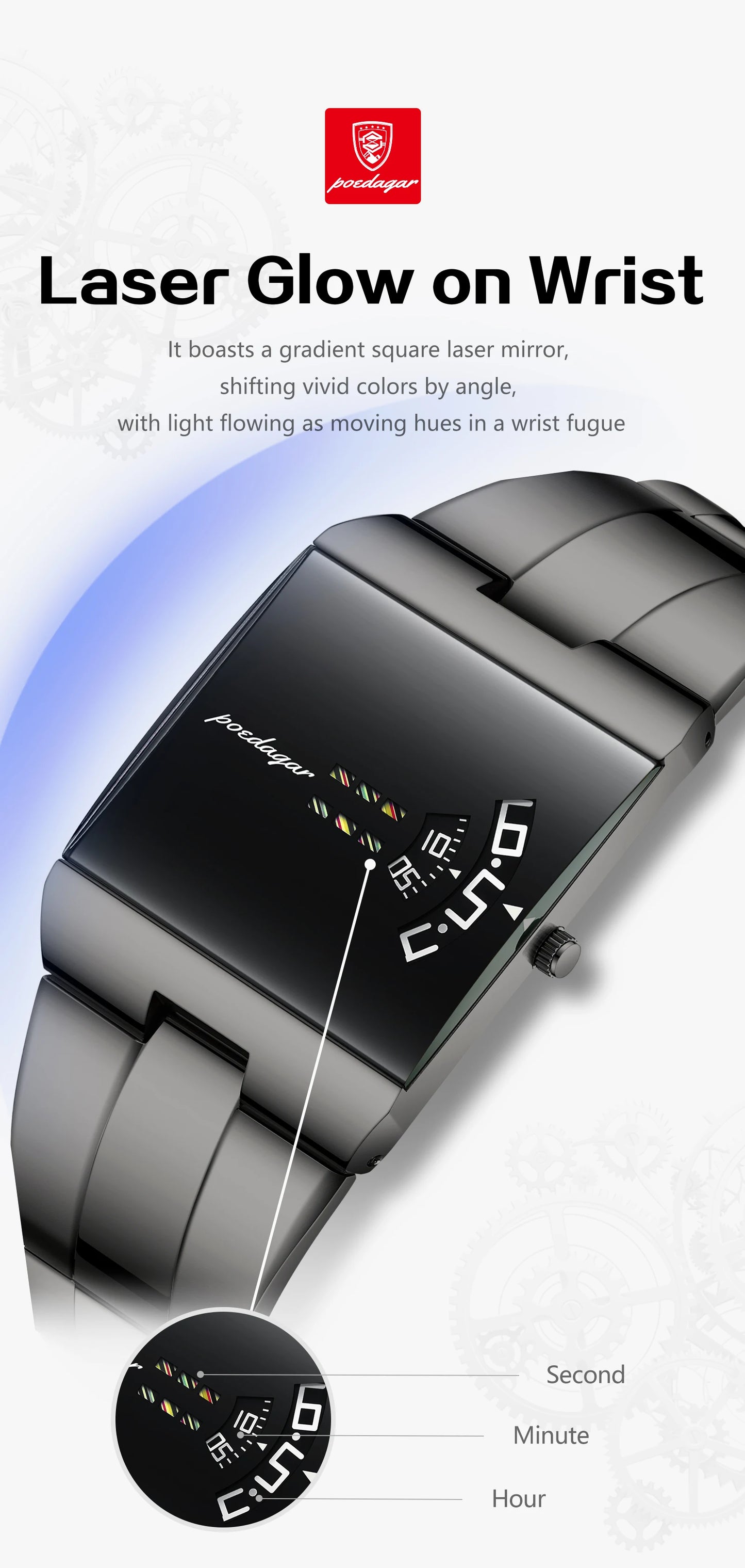 Rectangle Stainless Steel Watch – Arabic Dial with Sport Style