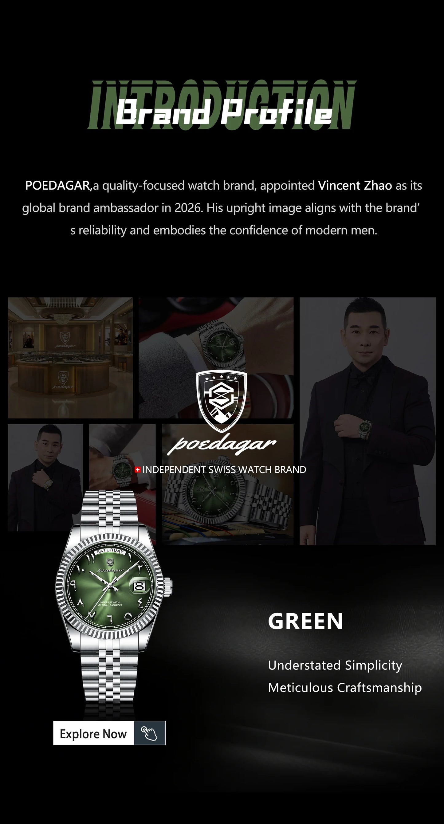 Full Calendar Slim Watch – Date & Week Display with Hidden Clasp Bracelet