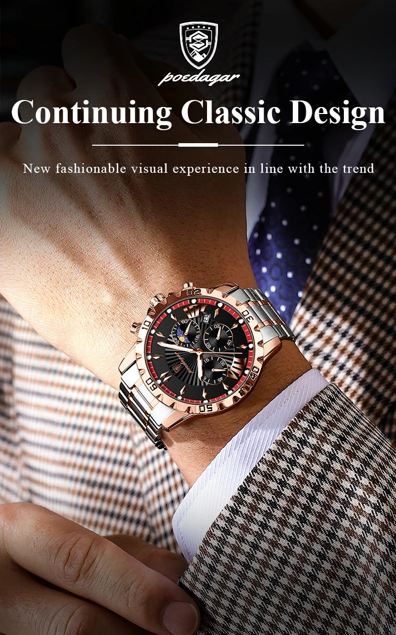 Luxury Chronograph Watch – Sapphire Crystal with Numberless Dial & Hidden Clasp