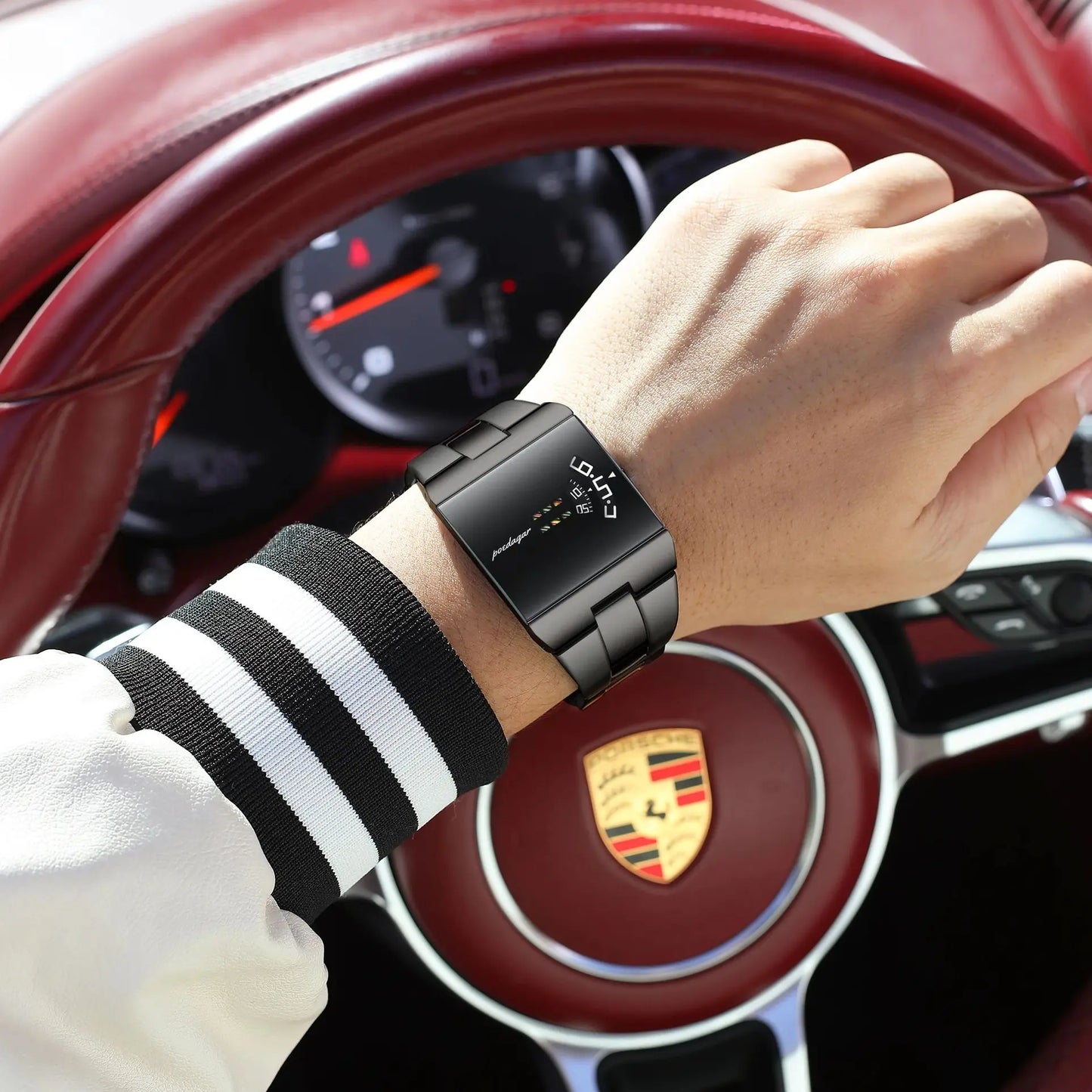 Rectangle Stainless Steel Watch – Arabic Dial with Sport Style