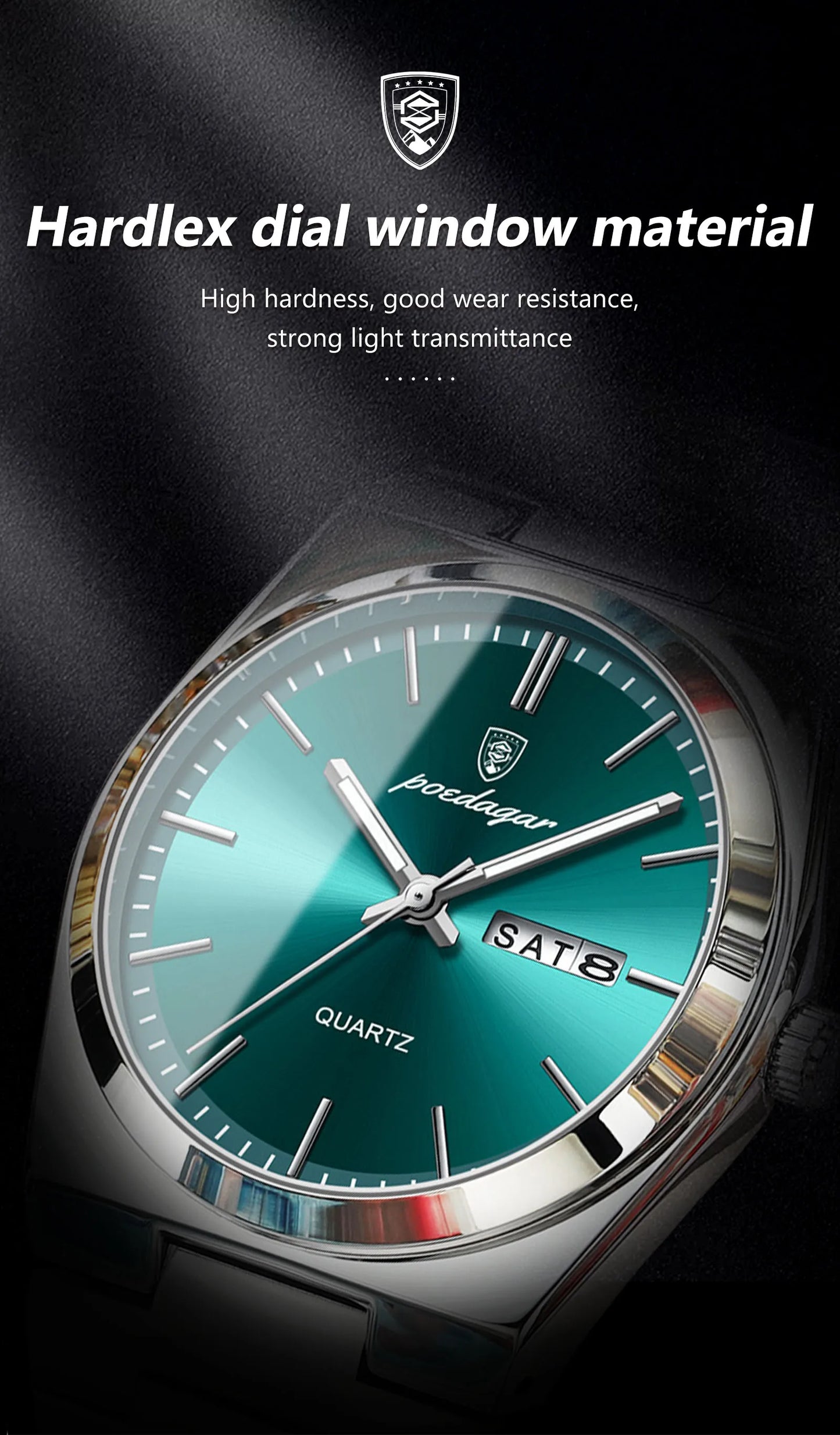 Full Calendar Sport Watch – Luminous Dial with Hidden Clasp Bracelet