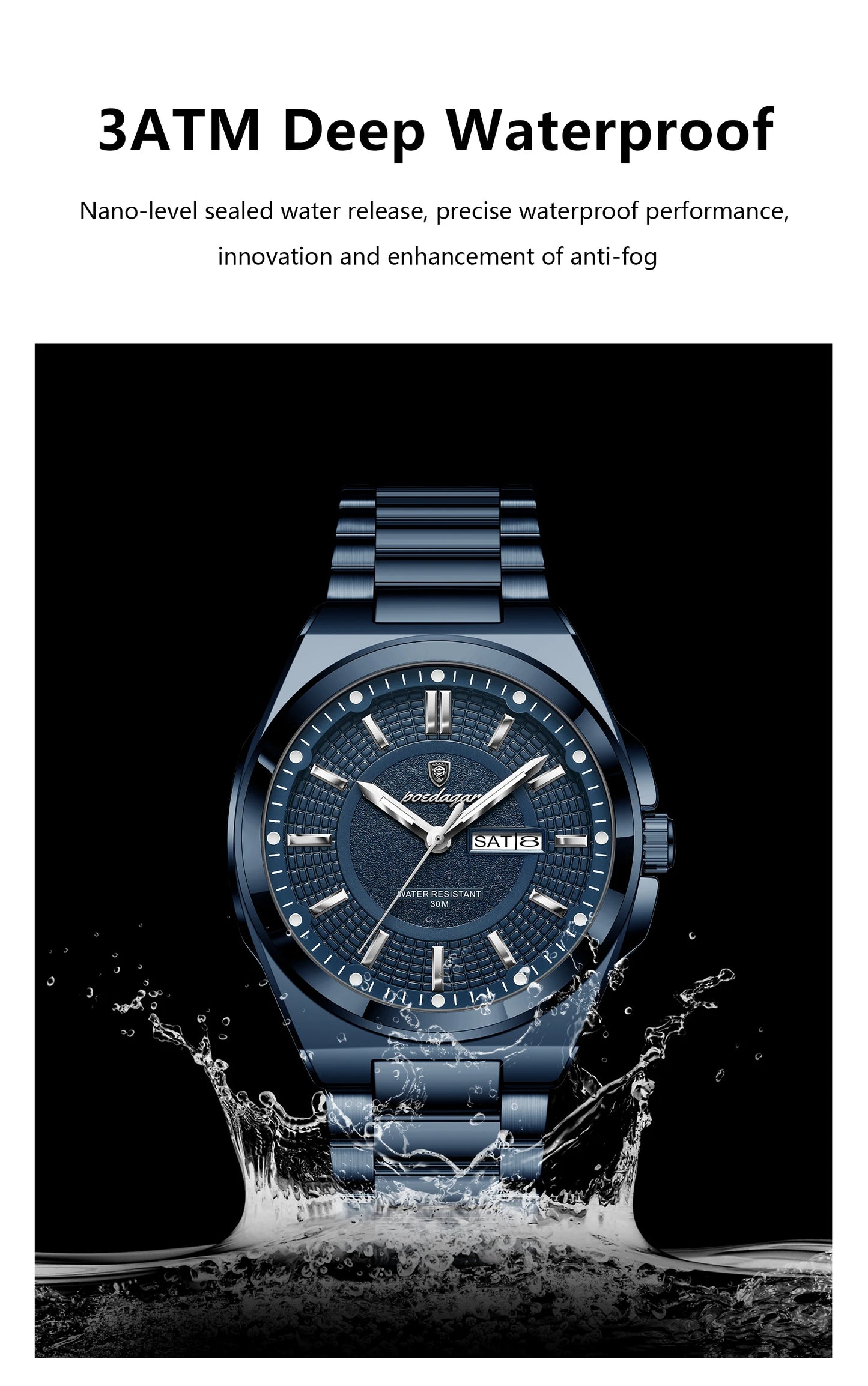 Premium Men's Chronograph Watch – Stainless Steel, Luminous, 3Bar Water‑Resistant