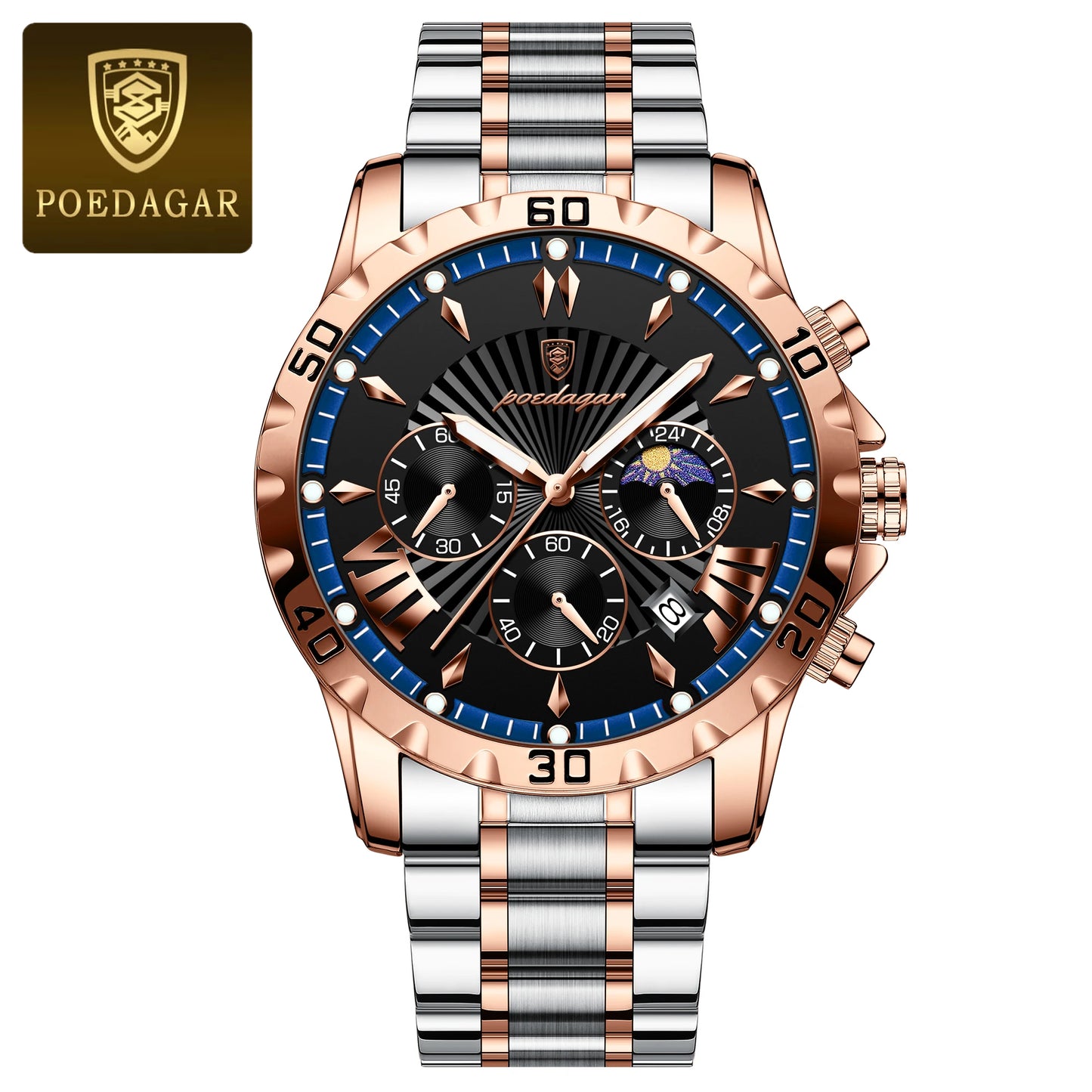 Luxury Chronograph Watch – Sapphire Crystal with Numberless Dial & Hidden Clasp