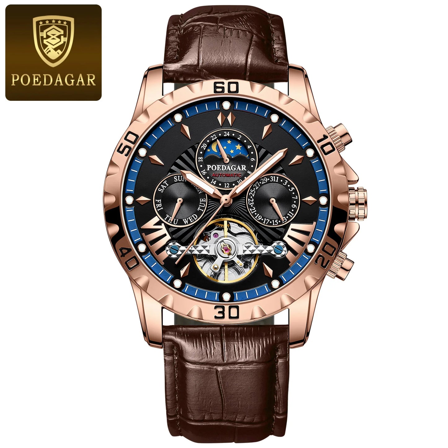 Automatic Skeleton Watch – Tourbillon Style with Full Calendar & Sapphire Crystal