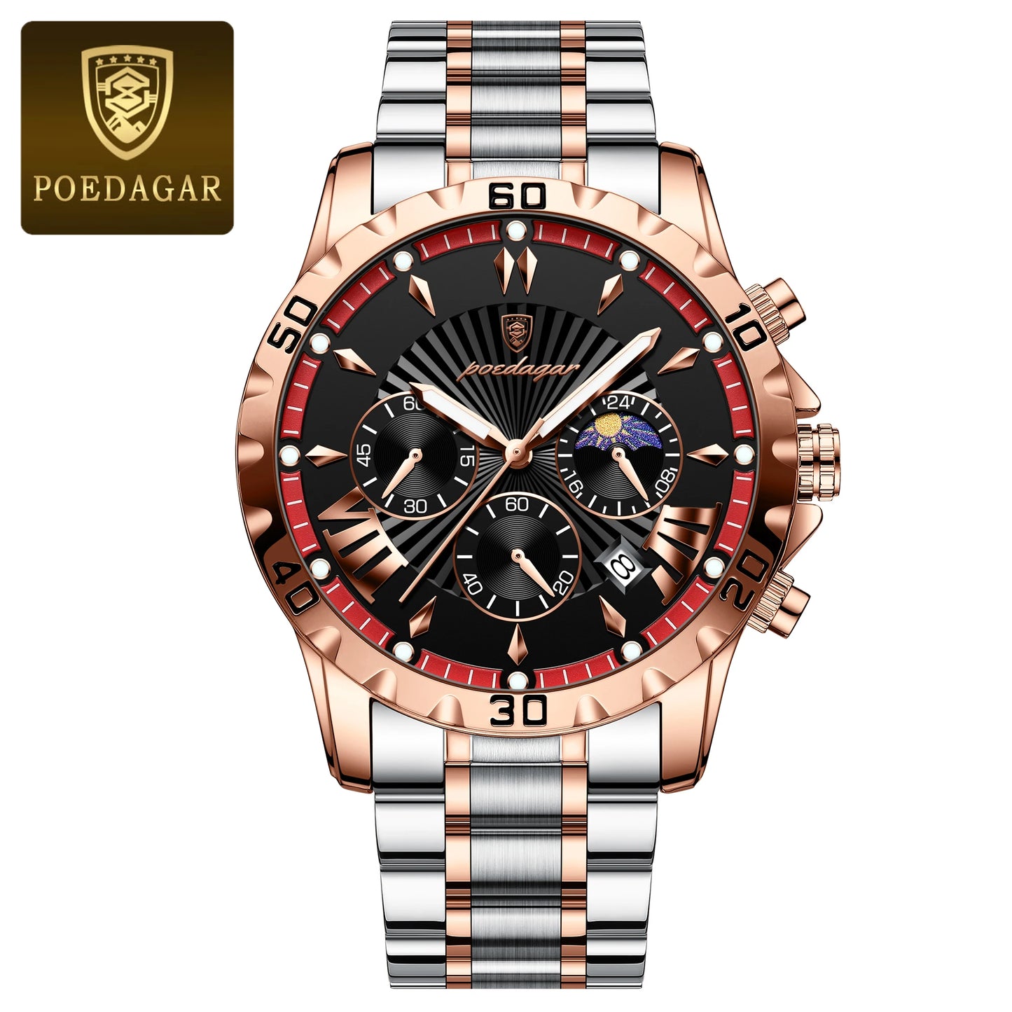 Luxury Chronograph Watch – Sapphire Crystal with Numberless Dial & Hidden Clasp