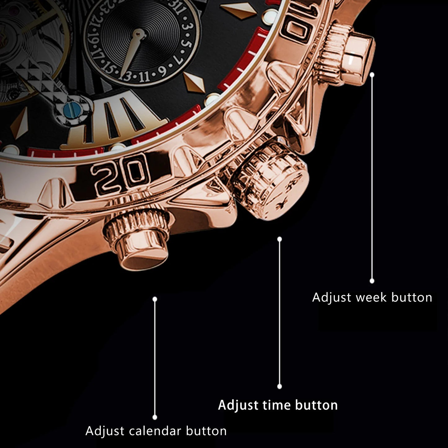 Automatic Skeleton Watch – Tourbillon Style with Full Calendar & Sapphire Crystal