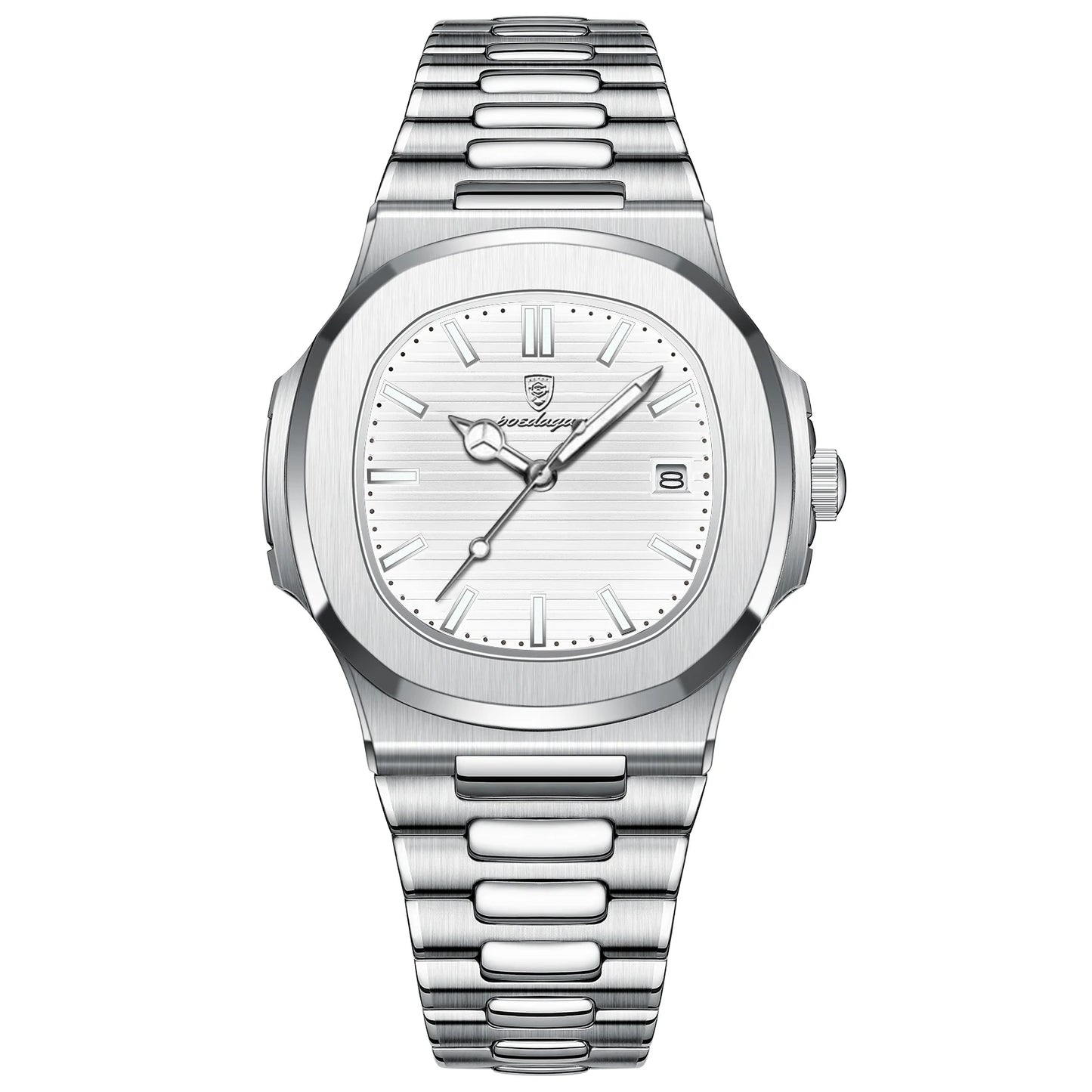 Square Business Watch – Luminous Numberless Dial with Hidden Clasp
