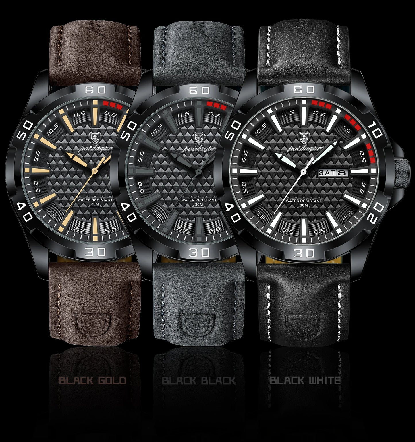 Large Arabic Dial Watch – Full Calendar with Leather Strap