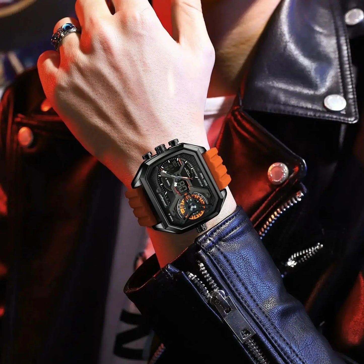 LED Chronograph Sport Watch – Dual Time & Alarm with Silicone Strap