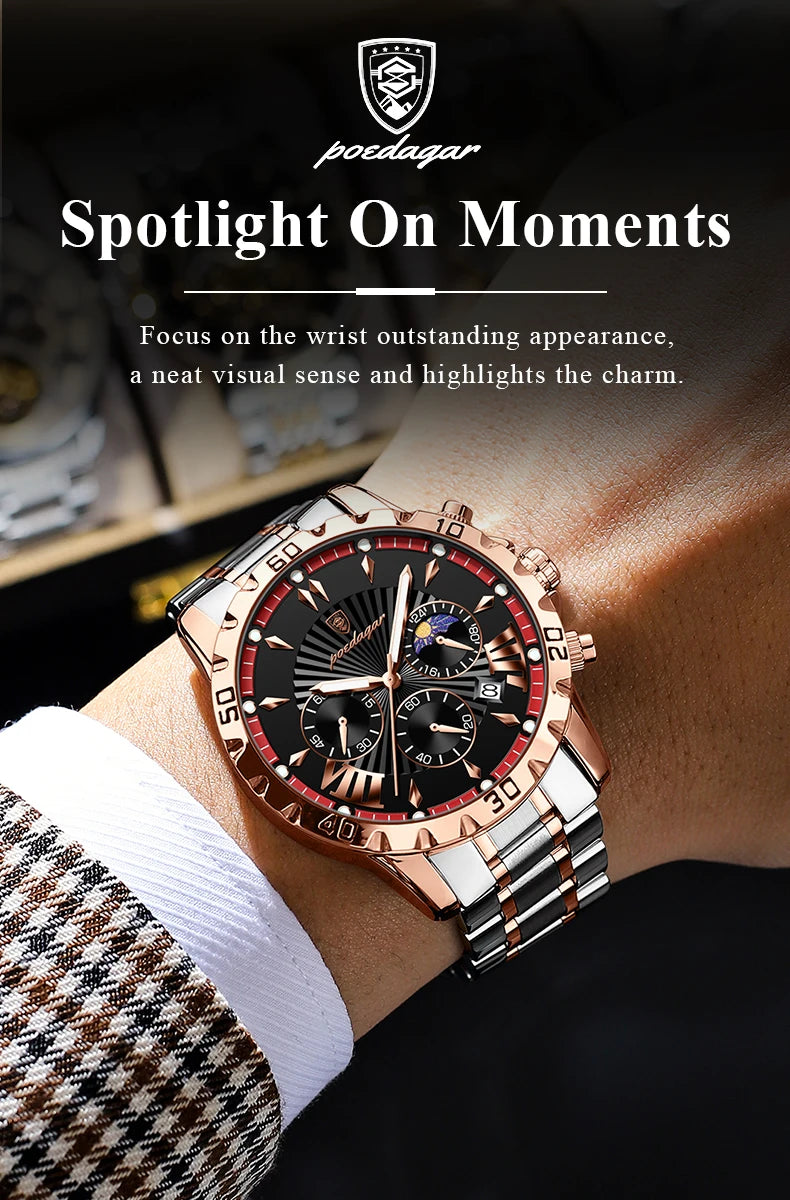 Luxury Chronograph Watch – Sapphire Crystal with Numberless Dial & Hidden Clasp