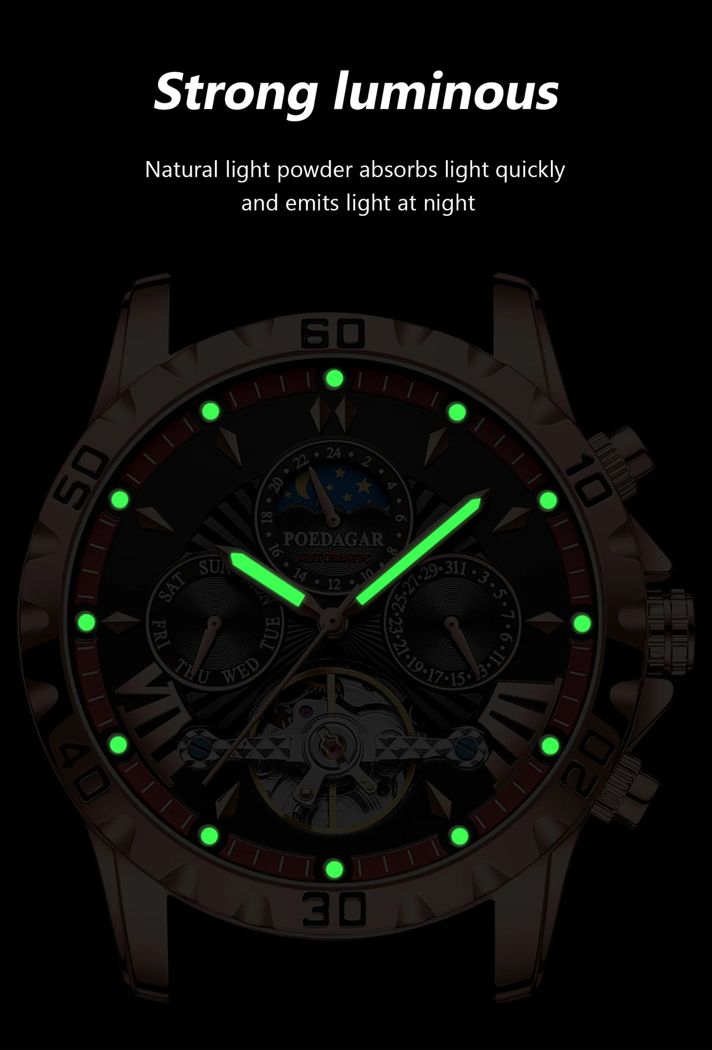 Automatic Skeleton Watch – Tourbillon Style with Full Calendar & Sapphire Crystal