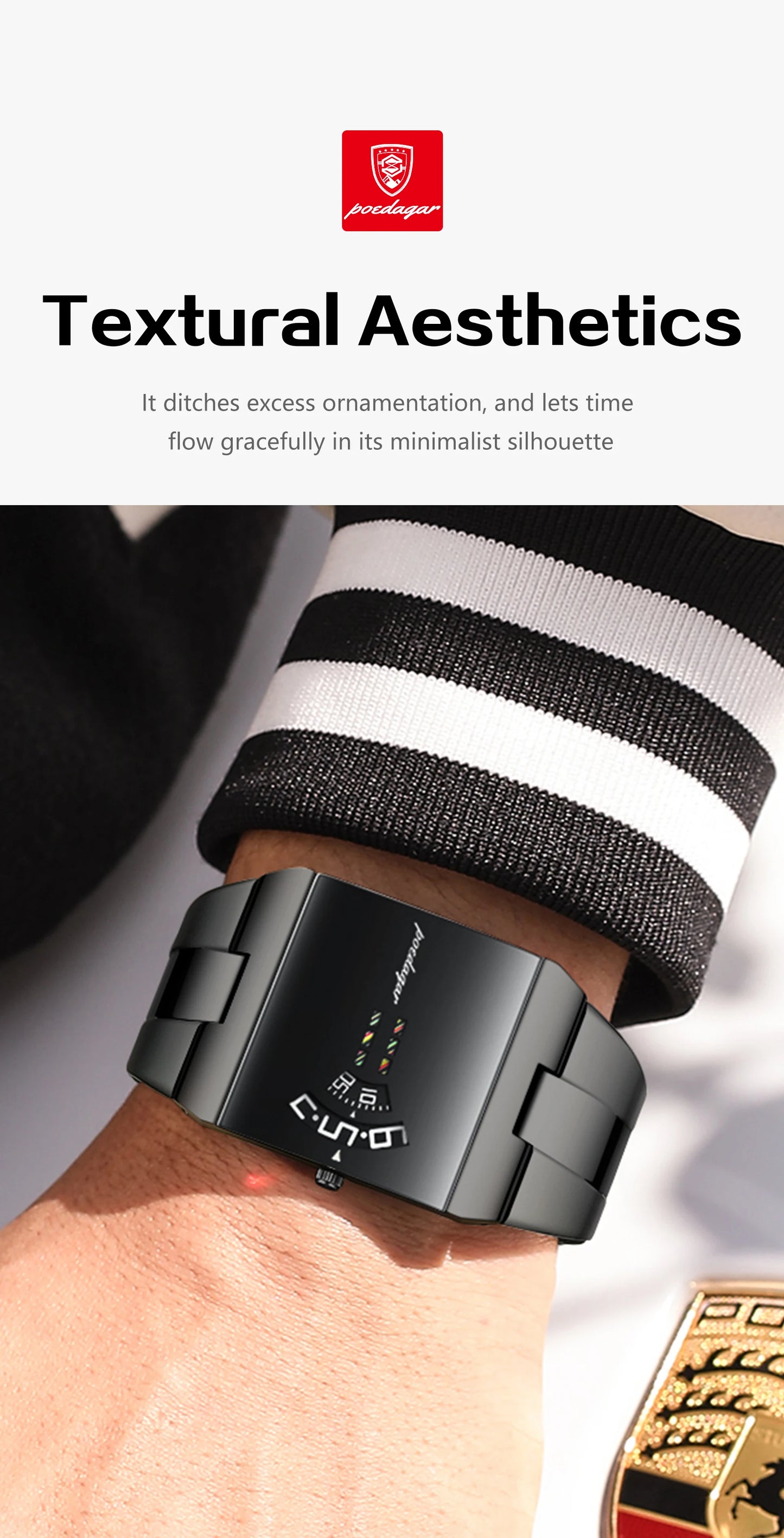 Rectangle Stainless Steel Watch – Arabic Dial with Sport Style