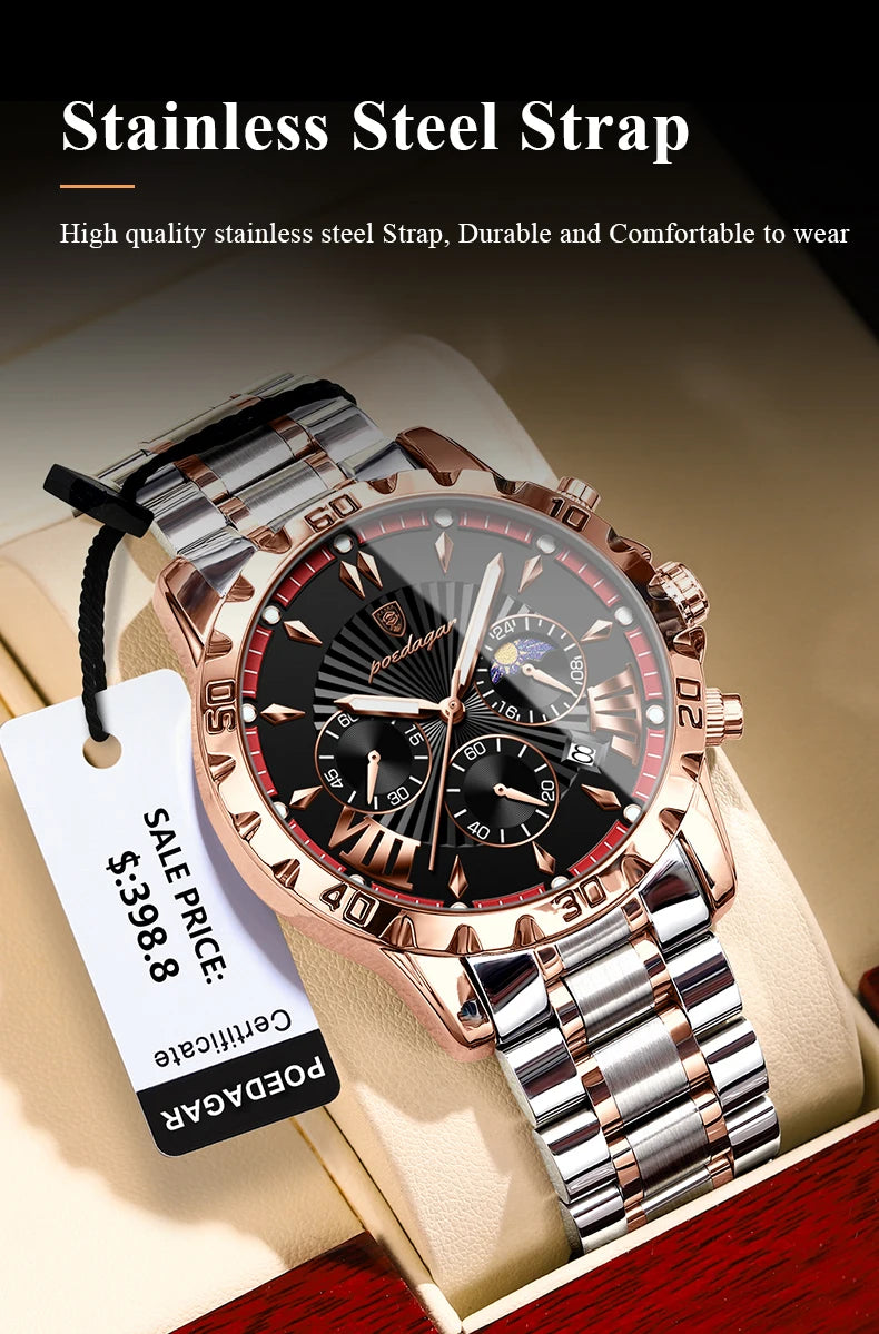 Luxury Chronograph Watch – Sapphire Crystal with Numberless Dial & Hidden Clasp