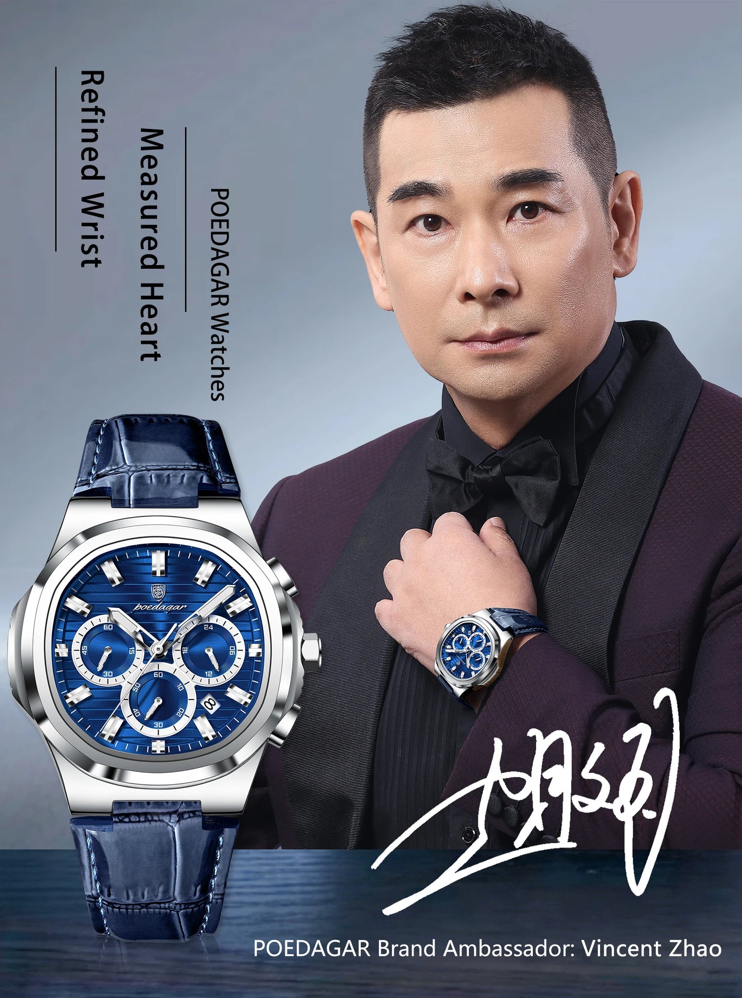 Square Chronograph Watch – Luxe Leather Strap with Luminous Dial & Date