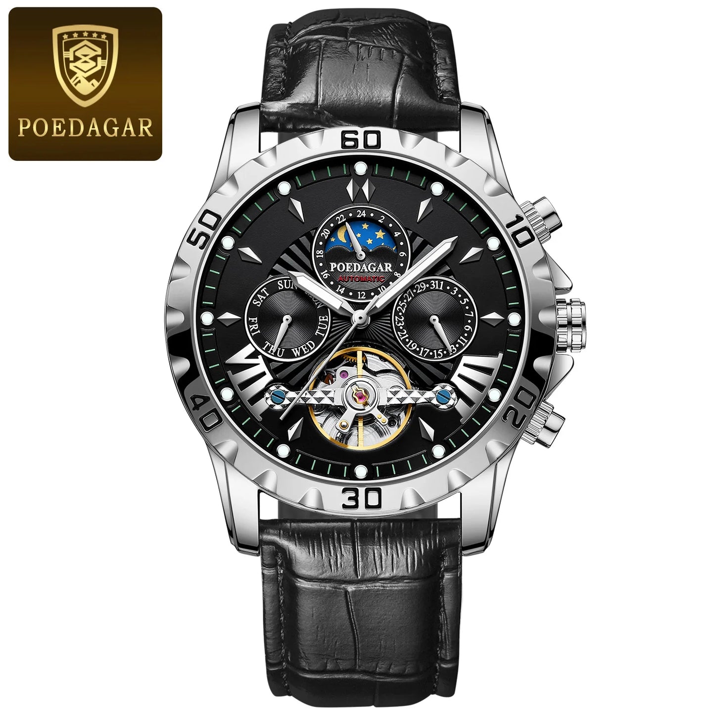 Automatic Skeleton Watch – Tourbillon Style with Full Calendar & Sapphire Crystal