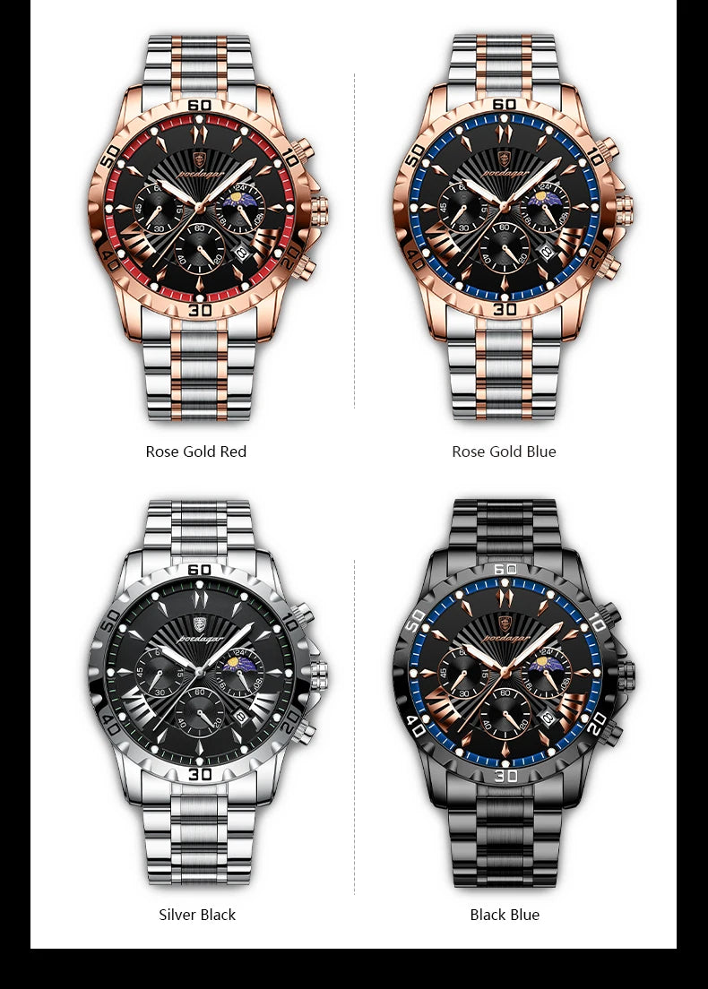 Luxury Chronograph Watch – Sapphire Crystal with Numberless Dial & Hidden Clasp