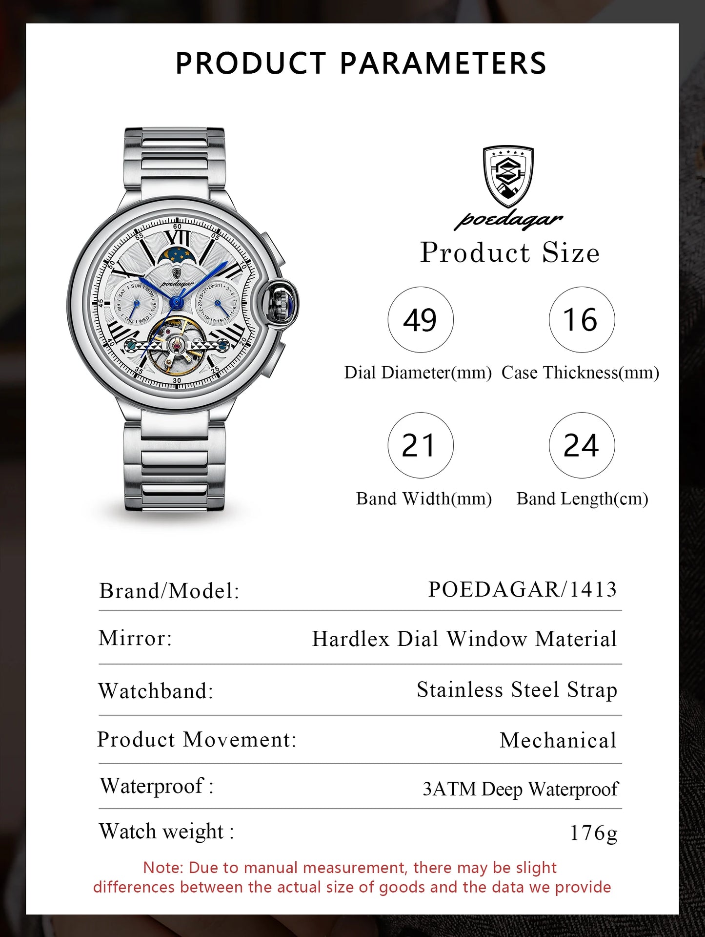 Automatic Skeleton Watch – Tourbillon Style with Moon Phase & Full Calendar