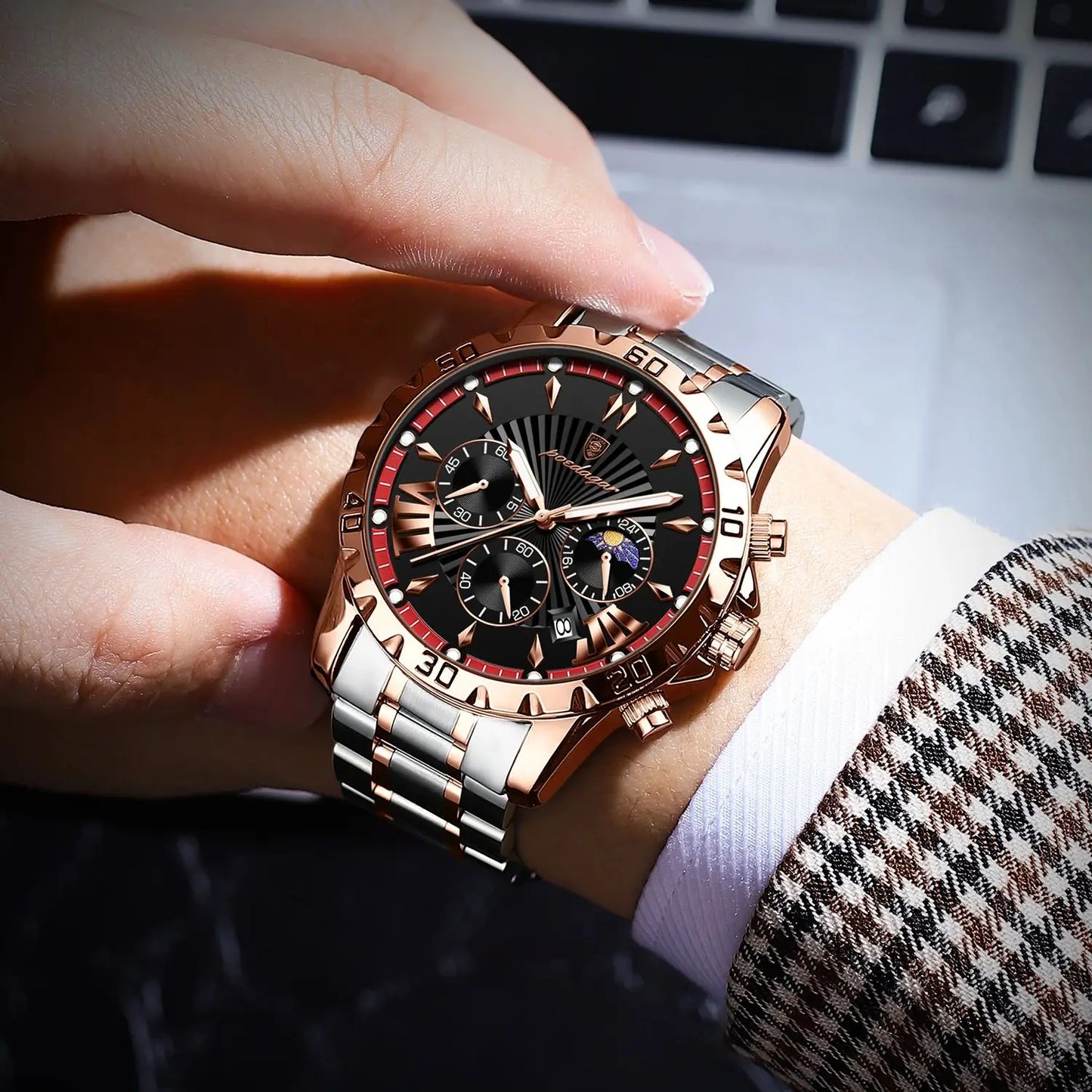 Luxury Chronograph Watch – Sapphire Crystal with Numberless Dial & Hidden Clasp