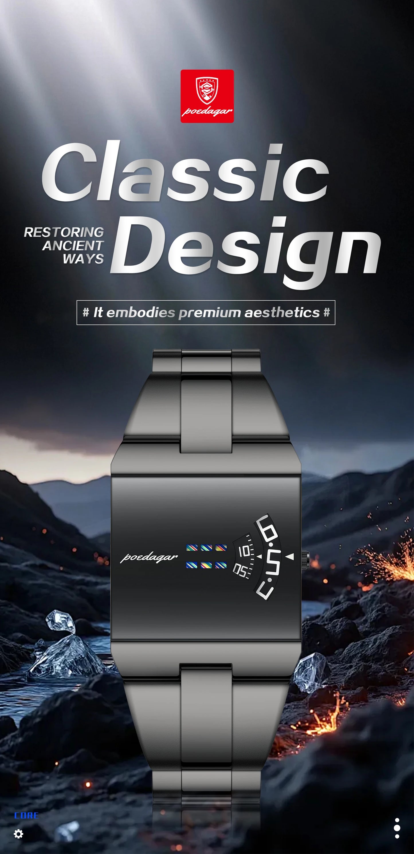 Rectangle Stainless Steel Watch – Arabic Dial with Sport Style