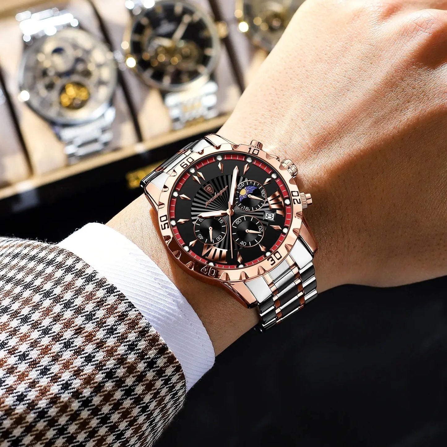 Luxury Chronograph Watch – Sapphire Crystal with Numberless Dial & Hidden Clasp