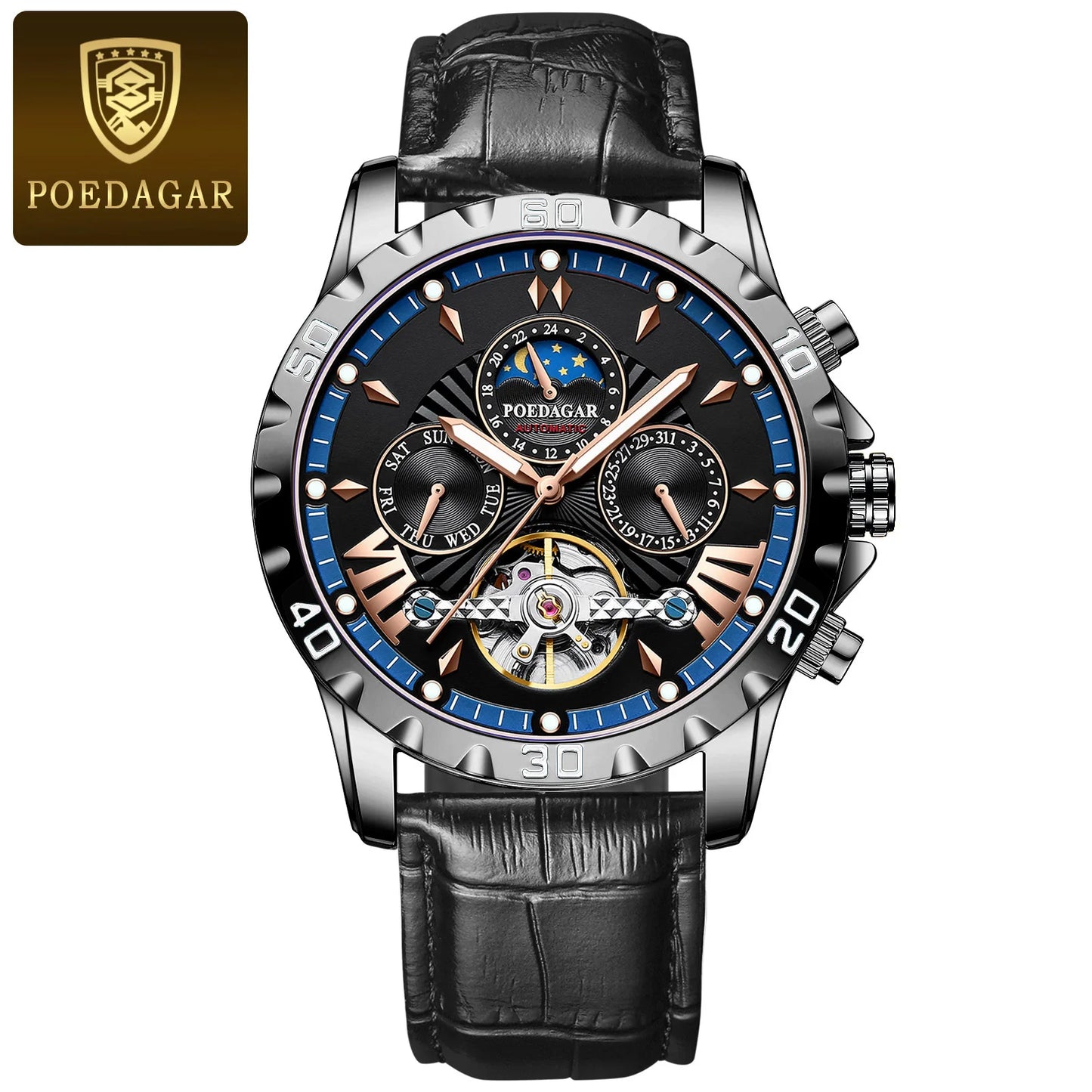 Automatic Skeleton Watch – Tourbillon Style with Full Calendar & Sapphire Crystal