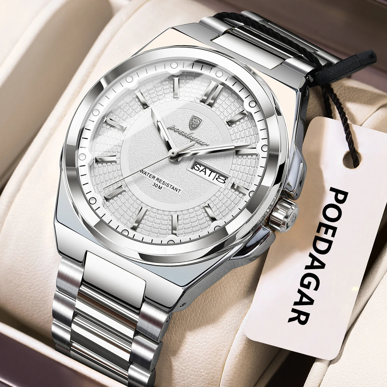 Premium Men's Chronograph Watch – Stainless Steel, Luminous, 3Bar Water‑Resistant