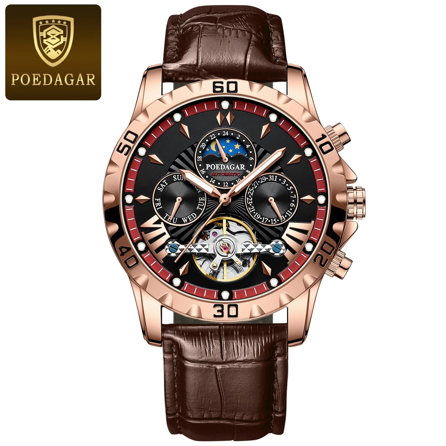 Automatic Skeleton Watch – Tourbillon Style with Full Calendar & Sapphire Crystal