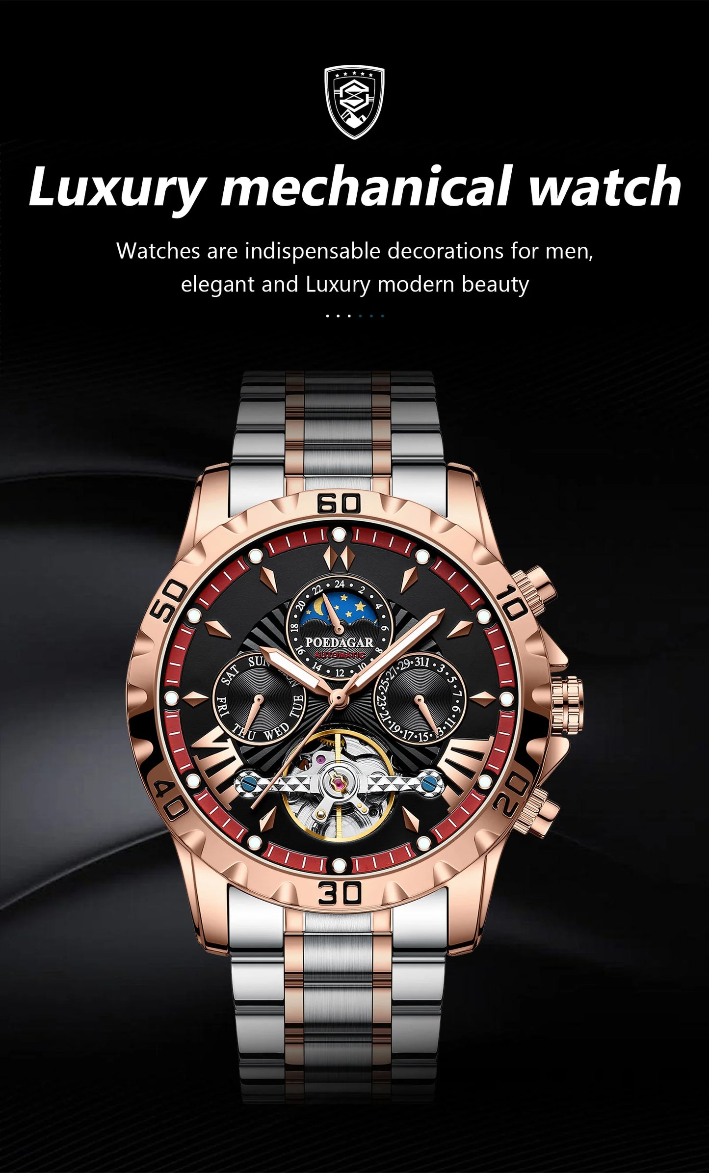 Automatic Skeleton Watch – Tourbillon Style with Full Calendar & Sapphire Crystal