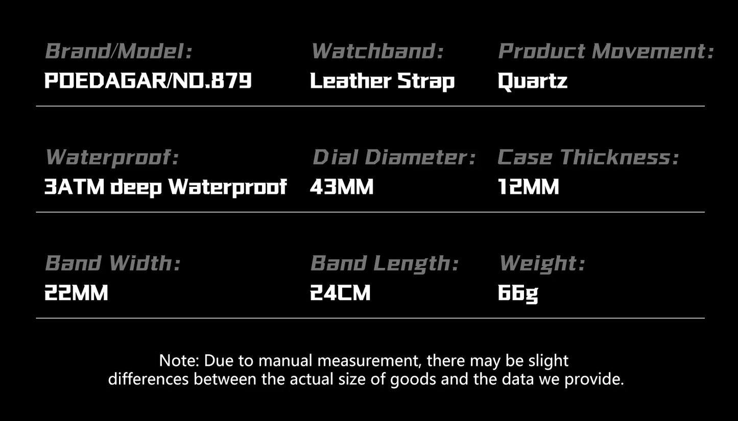 Leather Chronograph Watch – Luminous Dial with Date
