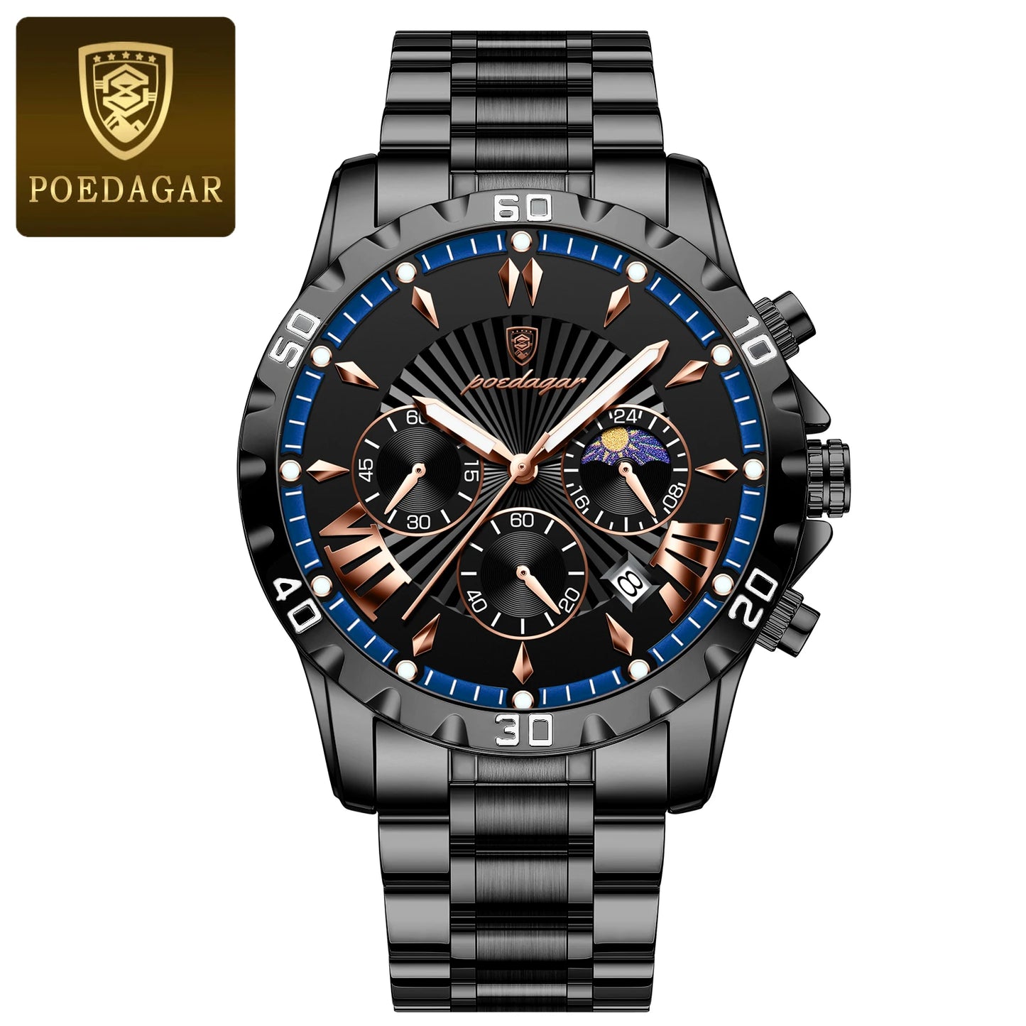 Luxury Chronograph Watch – Sapphire Crystal with Numberless Dial & Hidden Clasp