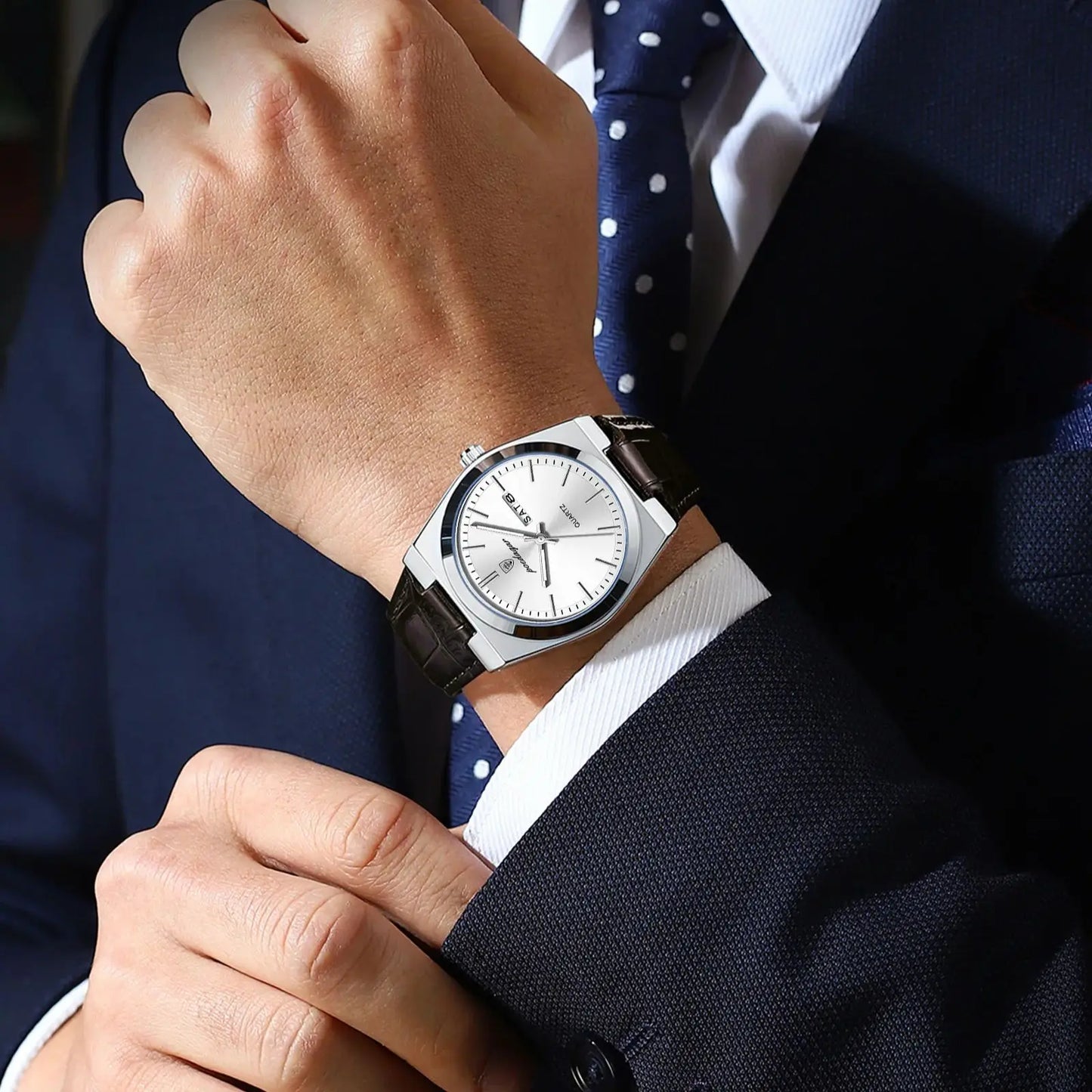 Full Calendar Leather Watch – Luminous Dial with Date, Week & Classic Buckle