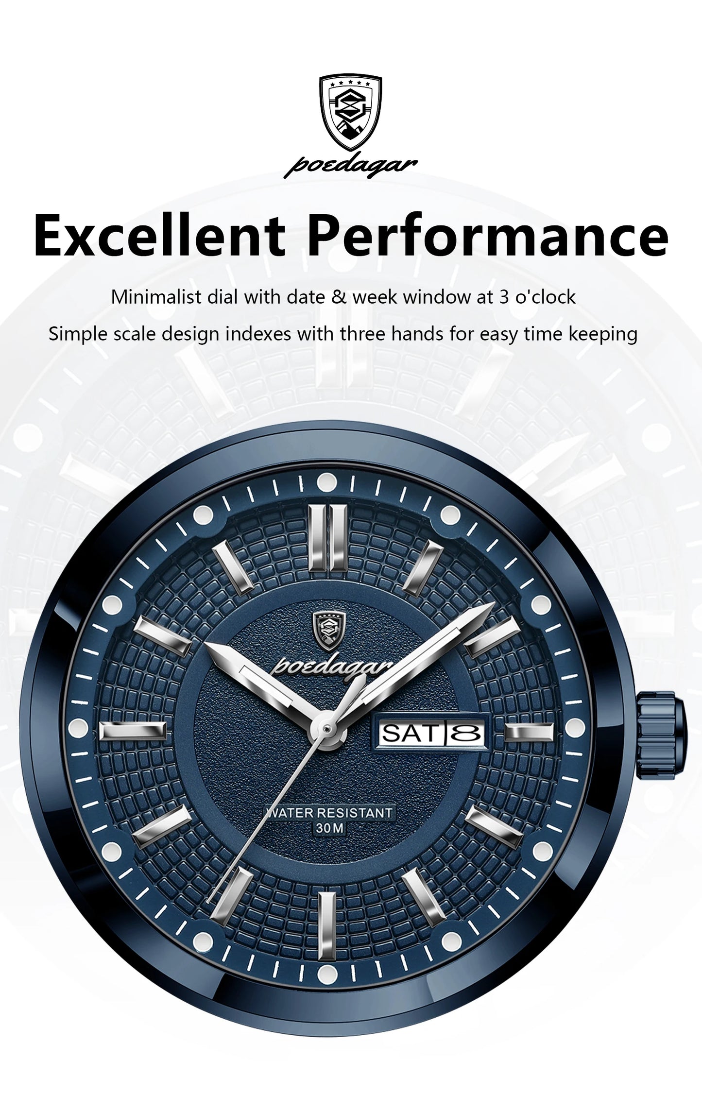 Premium Men's Chronograph Watch – Stainless Steel, Luminous, 3Bar Water‑Resistant