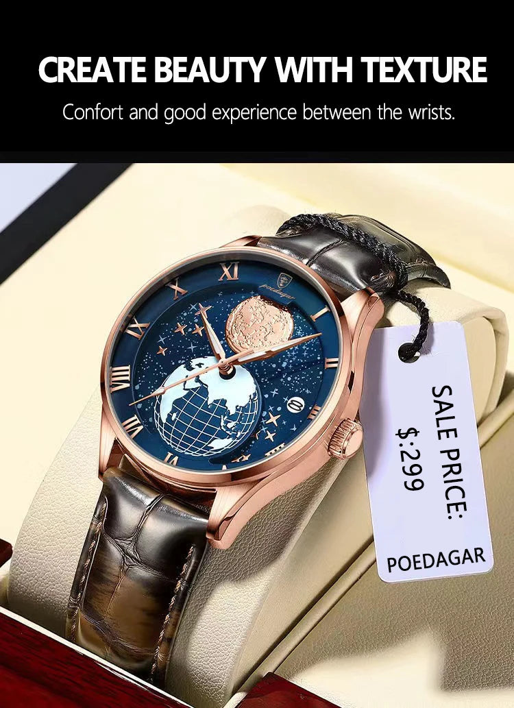 Roman Numeral Full Calendar Watch – Stainless Steel Bracelet with Stopwatch