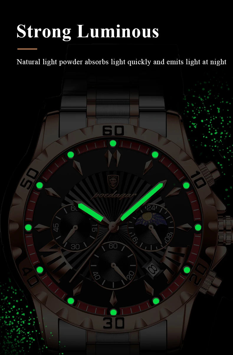 Luxury Chronograph Watch – Sapphire Crystal with Numberless Dial & Hidden Clasp