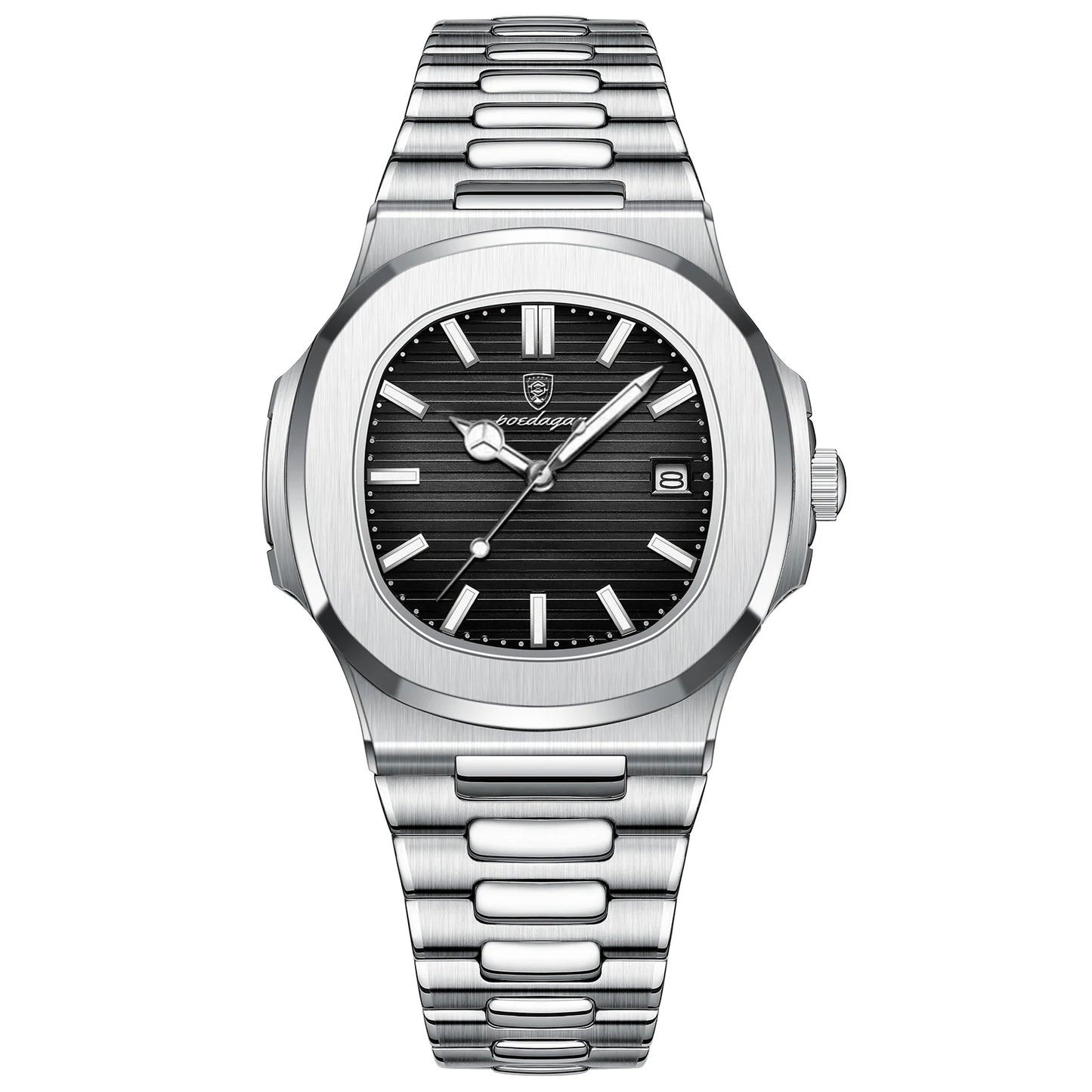 Square Business Watch – Luminous Numberless Dial with Hidden Clasp