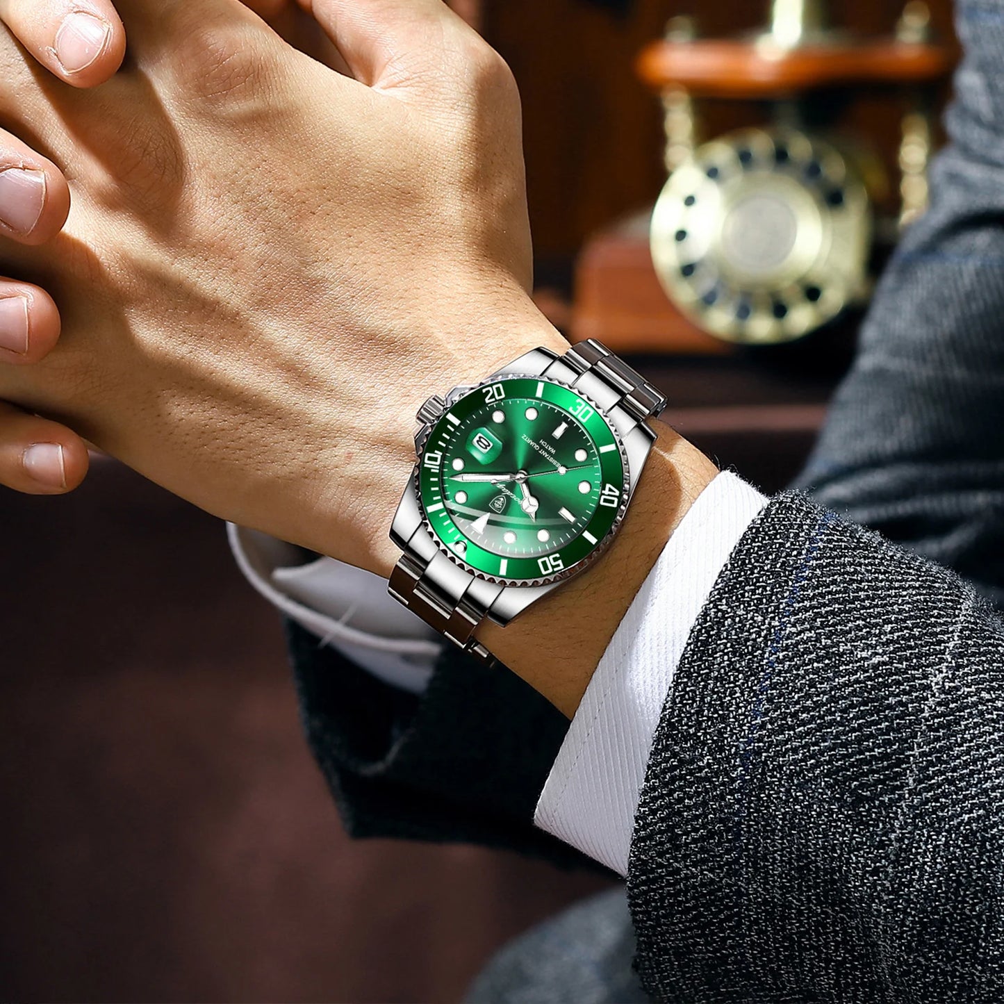 Full Calendar Business Watch – Luminous Dial with Stainless Steel Bracelet
