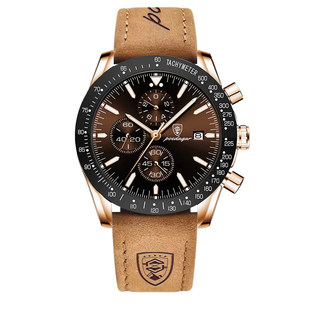 Dress Chronograph Watch – Luminous Dial with Safety Clasp Bracelet